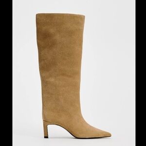 Zara NWT Suede Knee High Boots - Tan